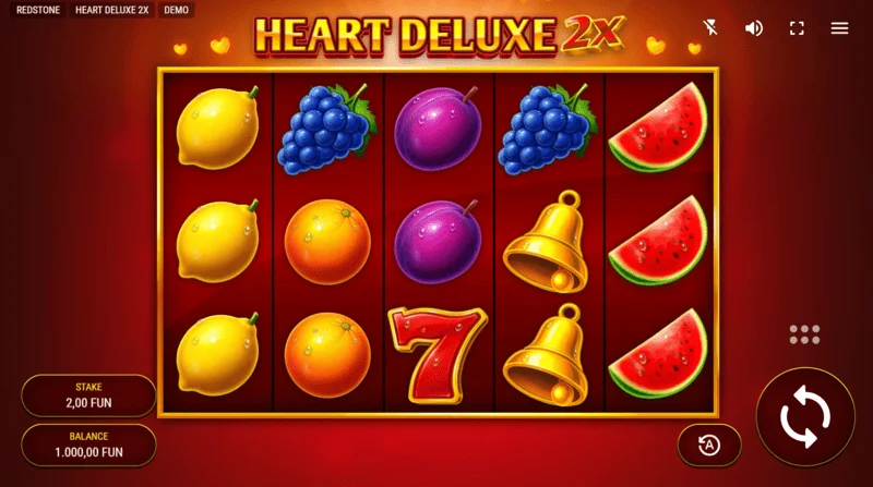 Heart Deluxe 2x - speelscherm met 5×3 rollen
